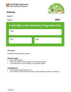 Stage 7 Science Test Paper