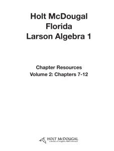 Algebra 1 Chapter Resources: Systems, Exponents, Quadratics