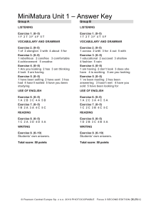 MiniMatura Unit 1 Answer Key - Language Learning