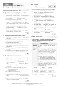 English MiniMatura Test: Travel & Grammar (B1/B1+)