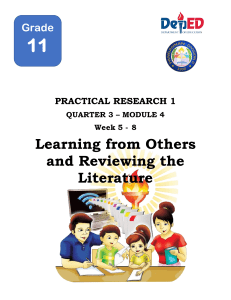 Practical Research 1: Reviewing Literature (Grade 11)