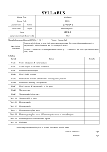 Electromagnetics I Course Syllabus