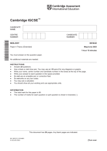 IGCSE Biology Paper 4: Theory (Extended) - May/June 2023