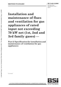 BS 5440-2:2000 Gas Appliance Ventilation Standard