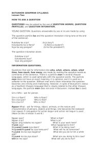 Butuanon Grammar Syllabus: Asking Questions