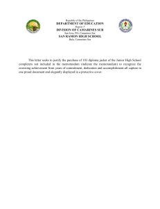 Diploma Jacket Purchase Justification Letter