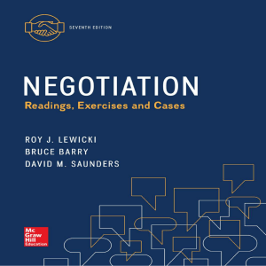 Negotiation Textbook: Readings, Exercises, Cases