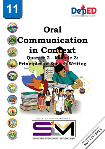 Oral Communication: Principles of Speech Writing - Module