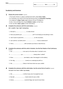 English Vocabulary & Grammar Worksheet