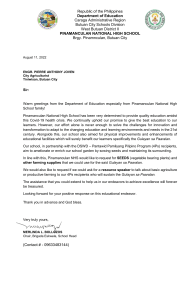 Request for Seeds & Farming Support - Pinamanculan NHS