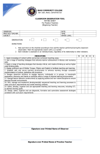 Classroom Observation Tool for Practice Teachers