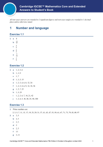 Cambridge IGCSE™ Mathematics Core and Extended Answers to Student’s Book