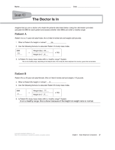 BMI Calculation Worksheet: Health Assessment