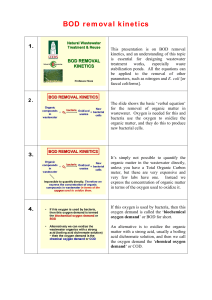 BOD Removal Kinetics: Wastewater Treatment Presentation