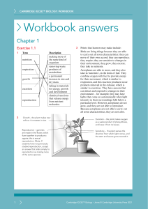 Igcse biology workbook 4th Ed answers by wendy - Studylib