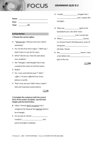 Grammar Quiz: Past Simple & Past Perfect Tenses