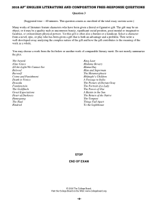 AP English Literature Exam Question 2018