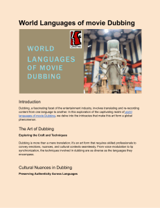 World Languages of Movie Dubbing: An Overview