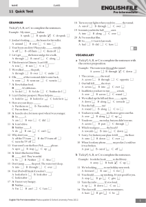 English File Pre-intermediate Quick Test 11