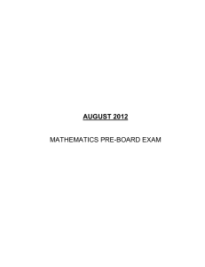 Mathematics Pre-Board Exam - August 2012