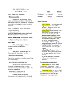 Cost Accounting Quiz & Notes: Key Concepts