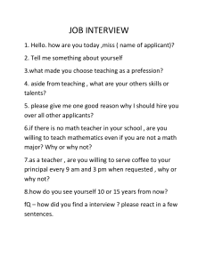 Teaching Job Interview Questions