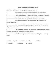 IGCSE Business Terms Matching Worksheet