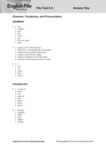 English File Elementary Test 8A Answer Key