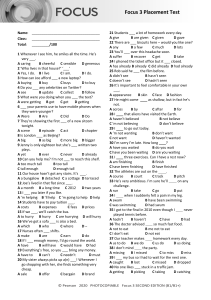 Focus 3 English Placement Test B1/B1+