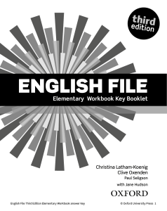 English File Elementary Workbook Key Booklet