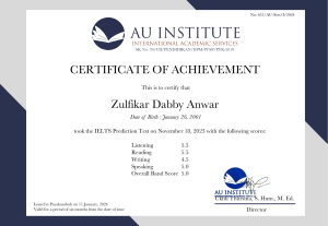 IELTS Prediction Test Certificate