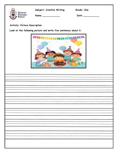 Creative Writing Worksheet: Picture Description for Grade 1