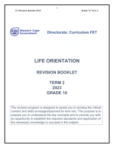 Grade 10 Life Orientation Revision Booklet Term 2