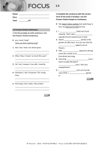 Present Perfect Tense Worksheet