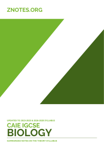 CAIE IGCSE Biology Summarized Notes