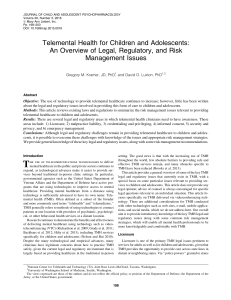 Telemental Health for Children: Legal & Regulatory Issues