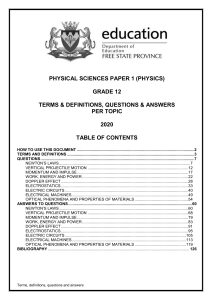 Grade 12 Physics Study Guide: Terms, Questions & Answers