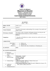 Grade 7 Math: Sets - Lesson Plan