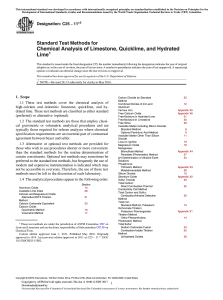 ASTM C25: Chemical Analysis of Limestone, Quicklime, Hydrated Lime