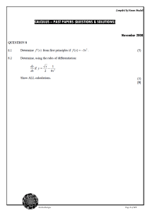 Calculus Past Paper: November 2008 Questions