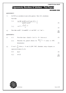 Trigonometry Questions & Solutions - Past Papers