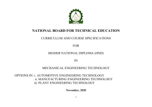 HND Mechanical Engineering Curriculum & Course Specifications