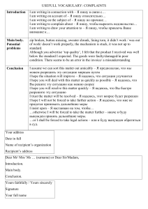 Complaint Vocabulary & Letter Template