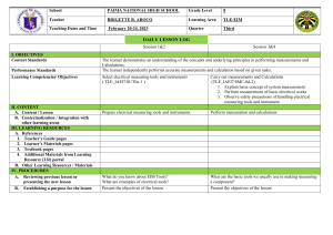 TLE-EIM Lesson Log: Measurements & Calculations