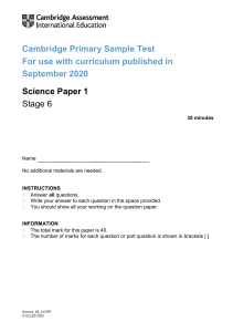 Science Stage 6 Sample Test