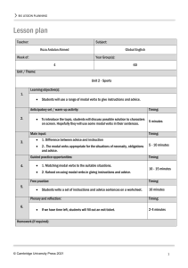 Global English Lesson Plan: Modal Verbs & Sports