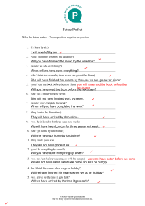 Future Perfect Tense Worksheet