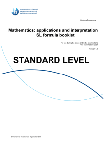 Mathematics SL Formula Booklet