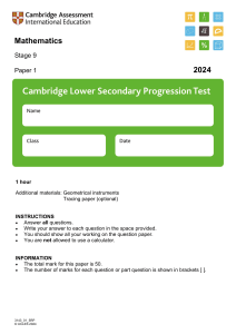 Stage 9 Mathematics Exam Paper