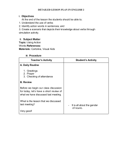 English 2 Lesson Plan: Using Action Words
